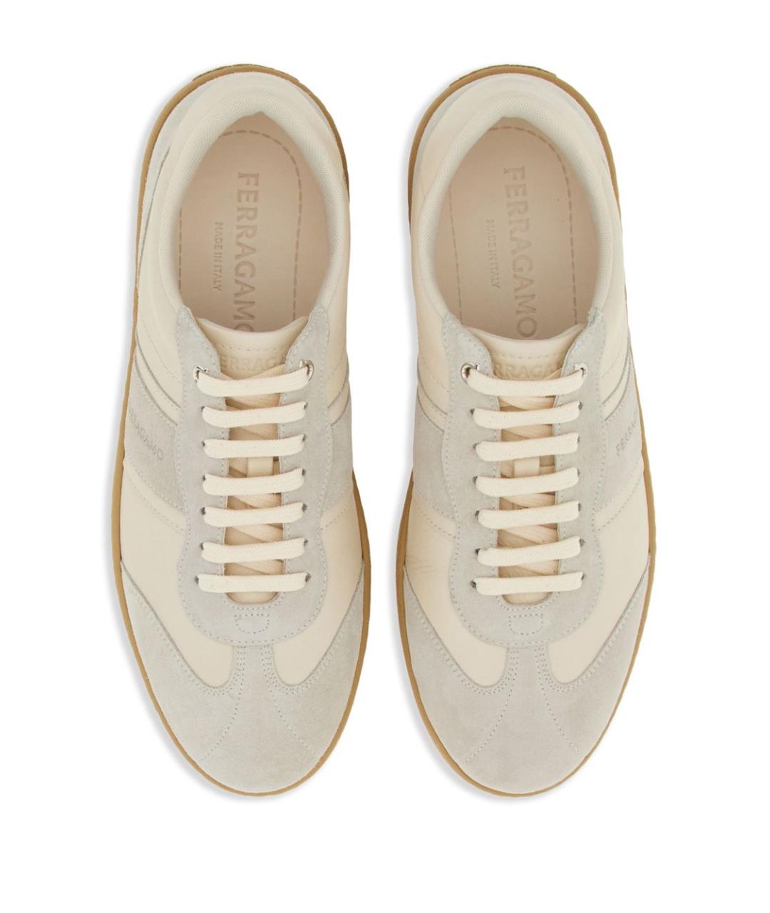 FERRAGAMO Бежевые замшевые низкие кроссовки / кеды, фото 2
