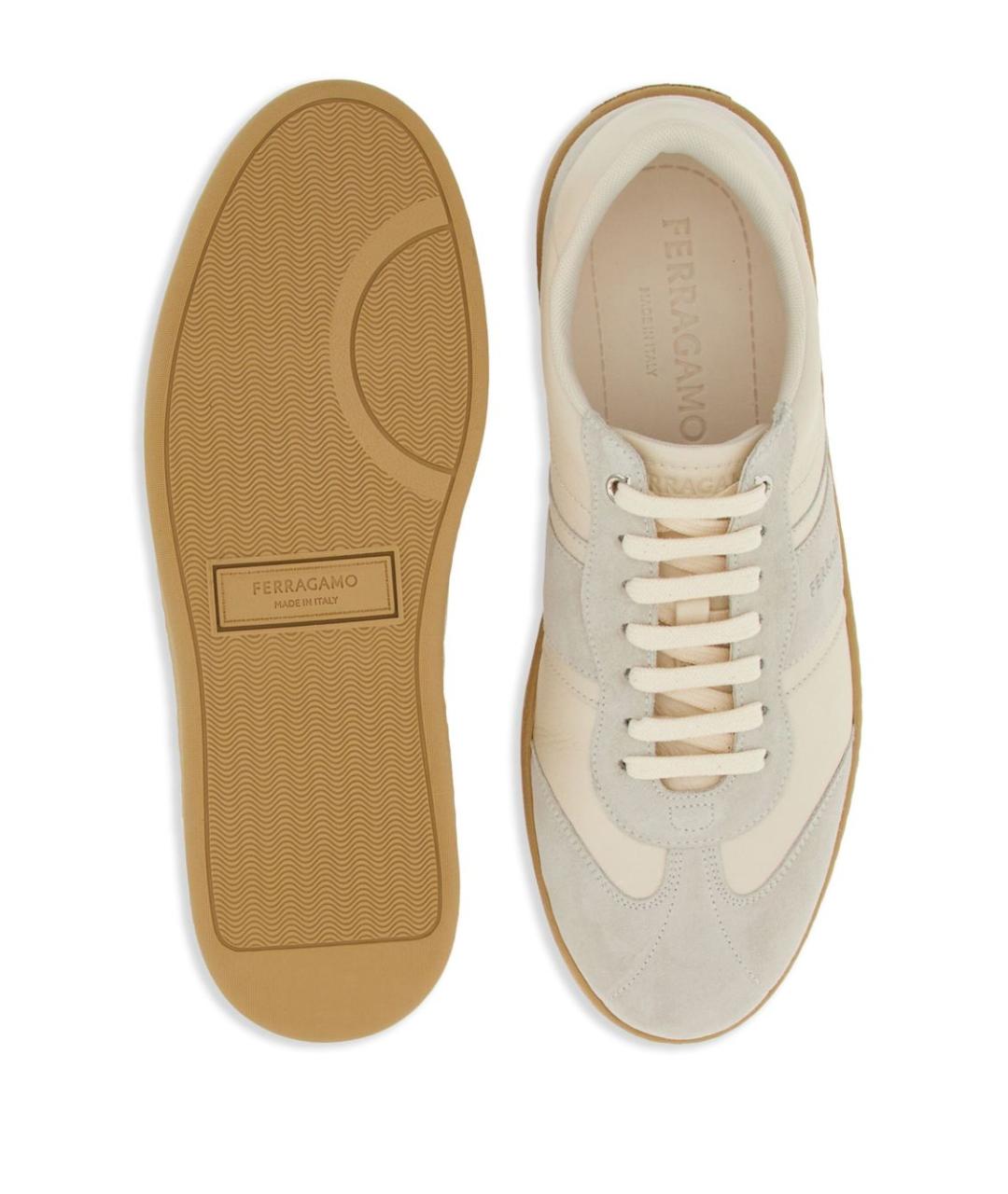 FERRAGAMO Бежевые замшевые низкие кроссовки / кеды, фото 5
