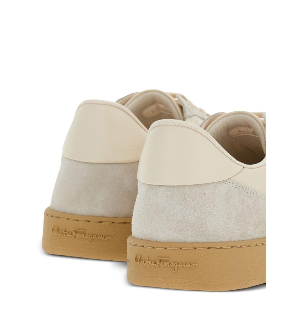FERRAGAMO Бежевые замшевые низкие кроссовки / кеды, фото 3