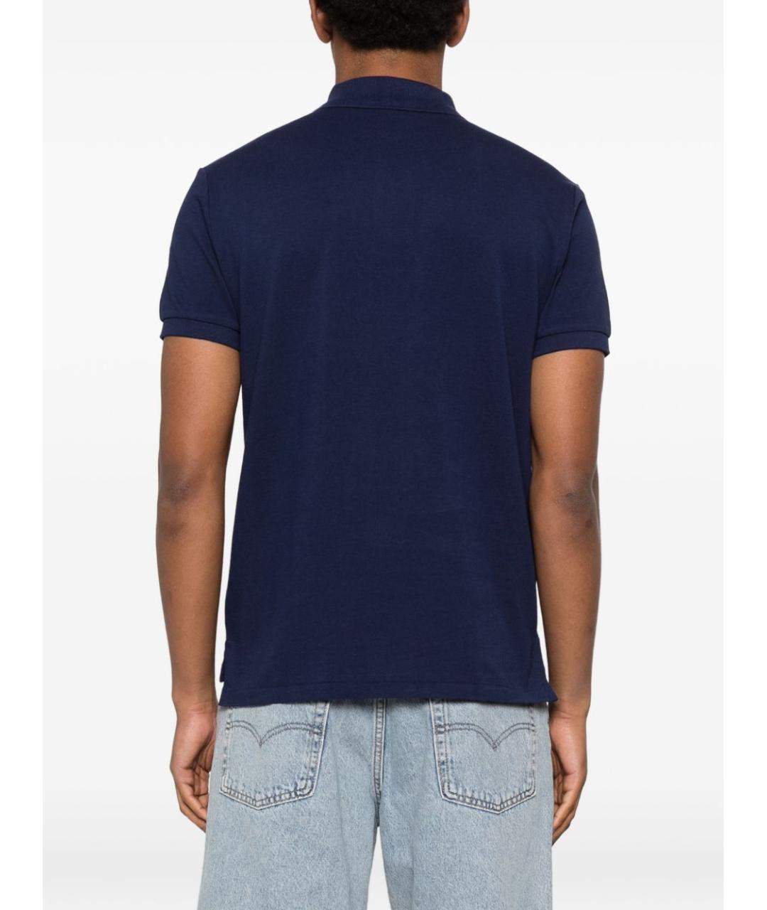 RALPH LAUREN Синее хлопковое поло с коротким рукавом, фото 5