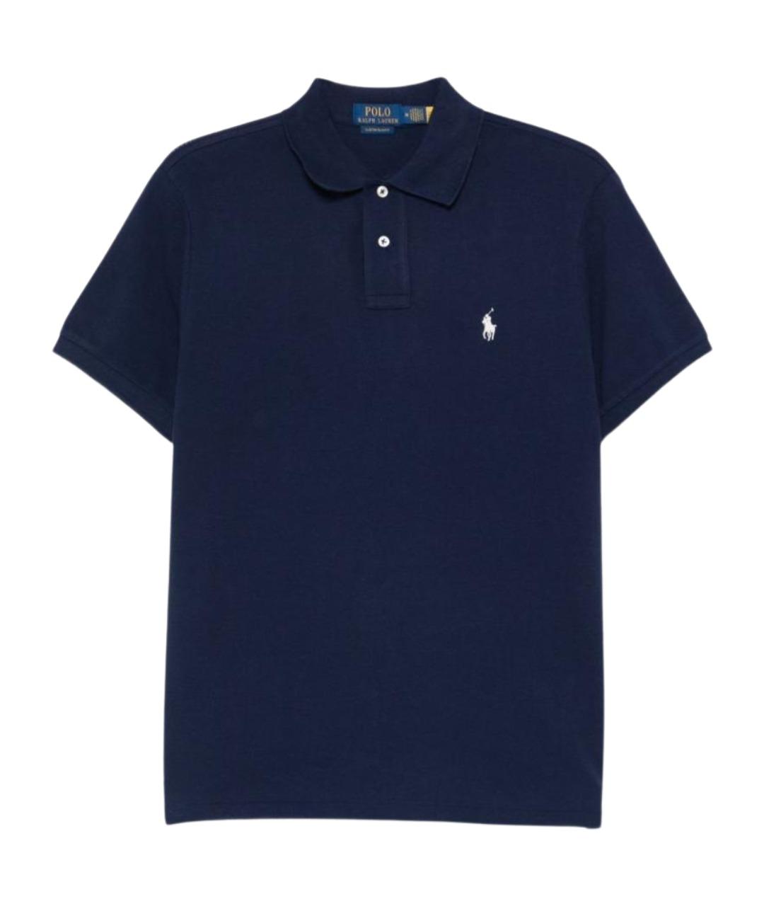RALPH LAUREN Синее хлопковое поло с коротким рукавом, фото 1