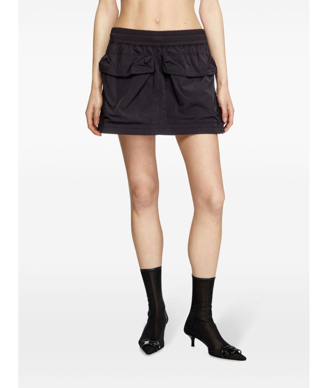 DIESEL Черная полиамидовая юбка мини, фото 3