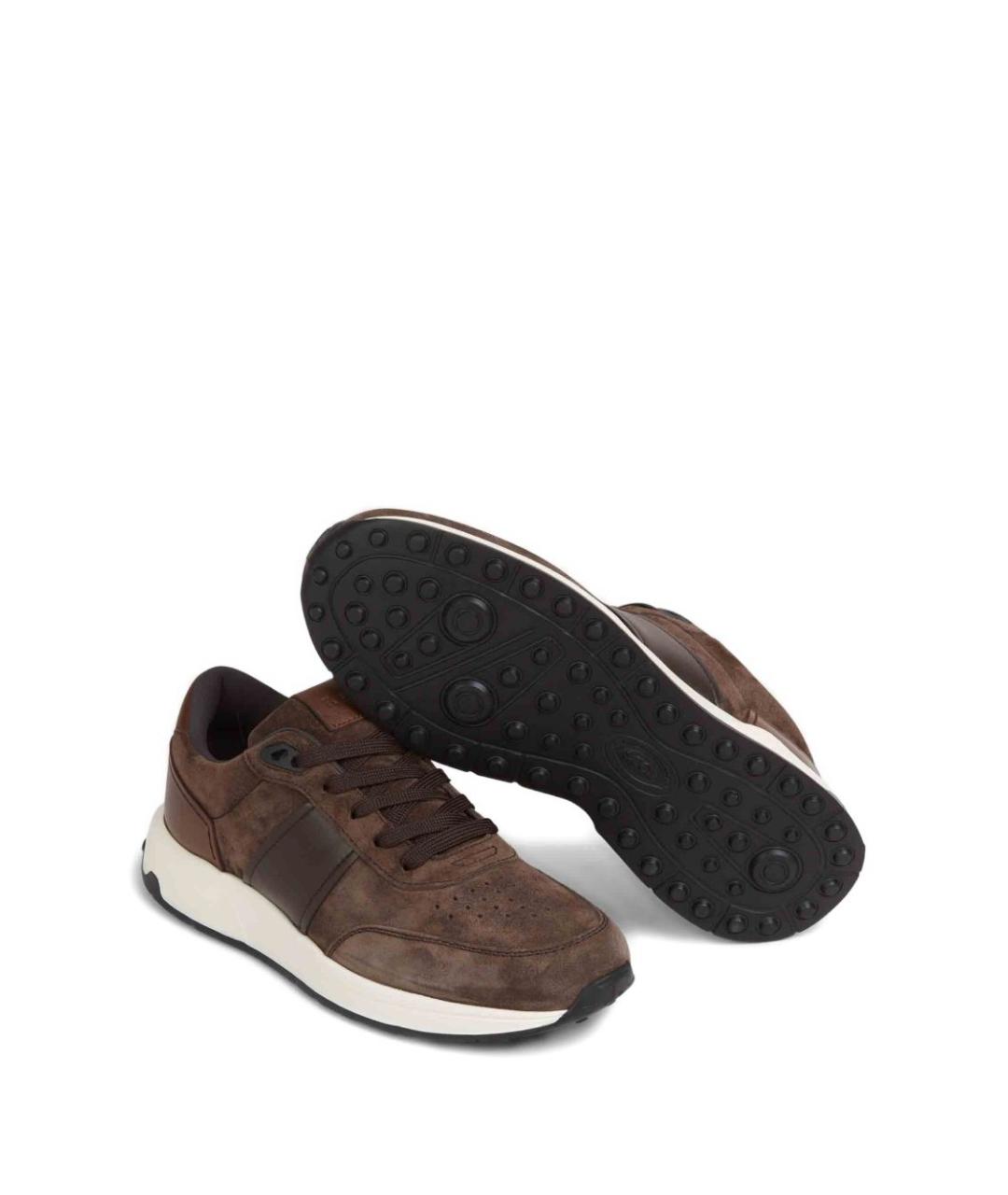 TOD'S Коричневые замшевые низкие кроссовки / кеды, фото 4