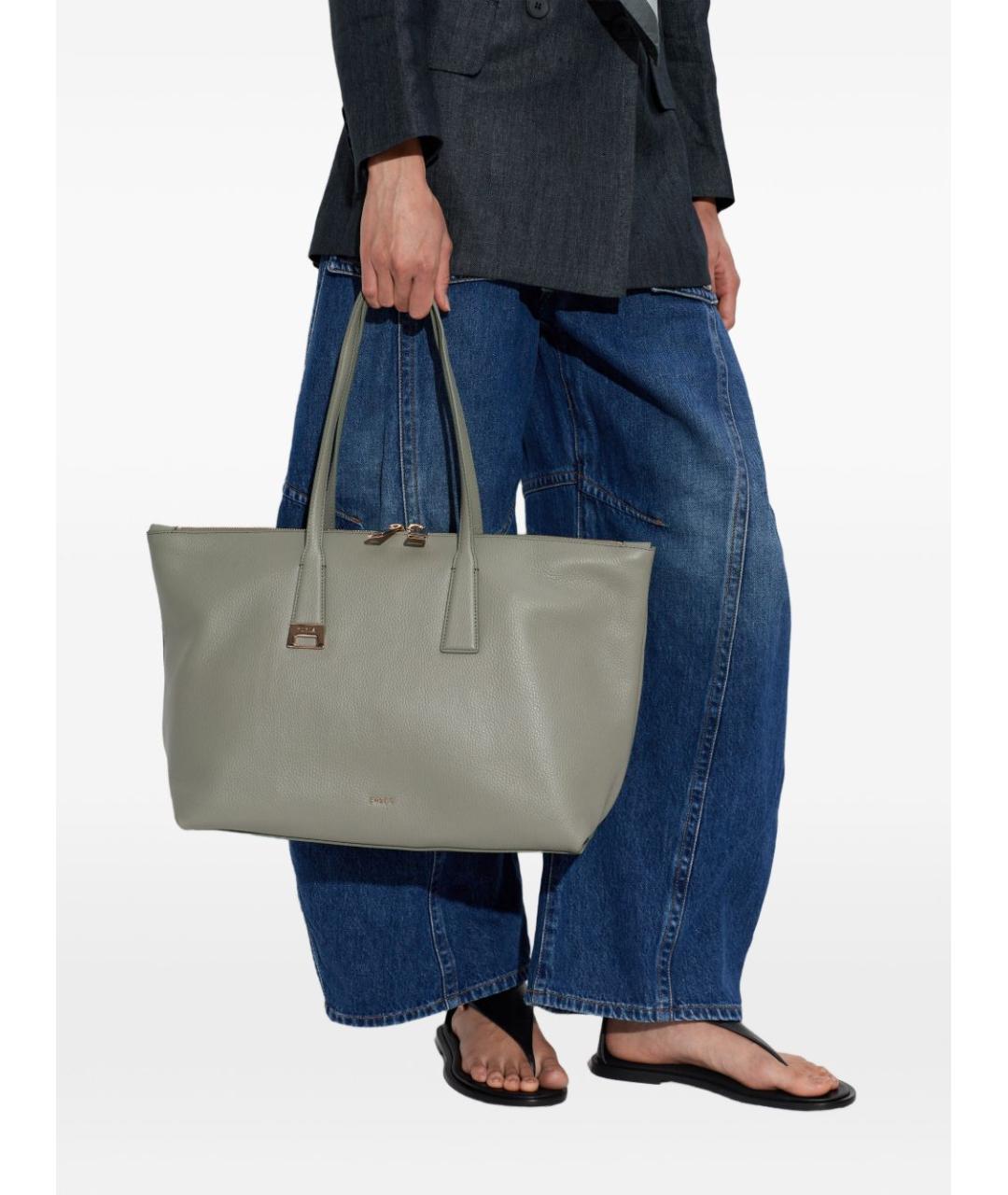 FURLA Серая кожаная сумка тоут, фото 2