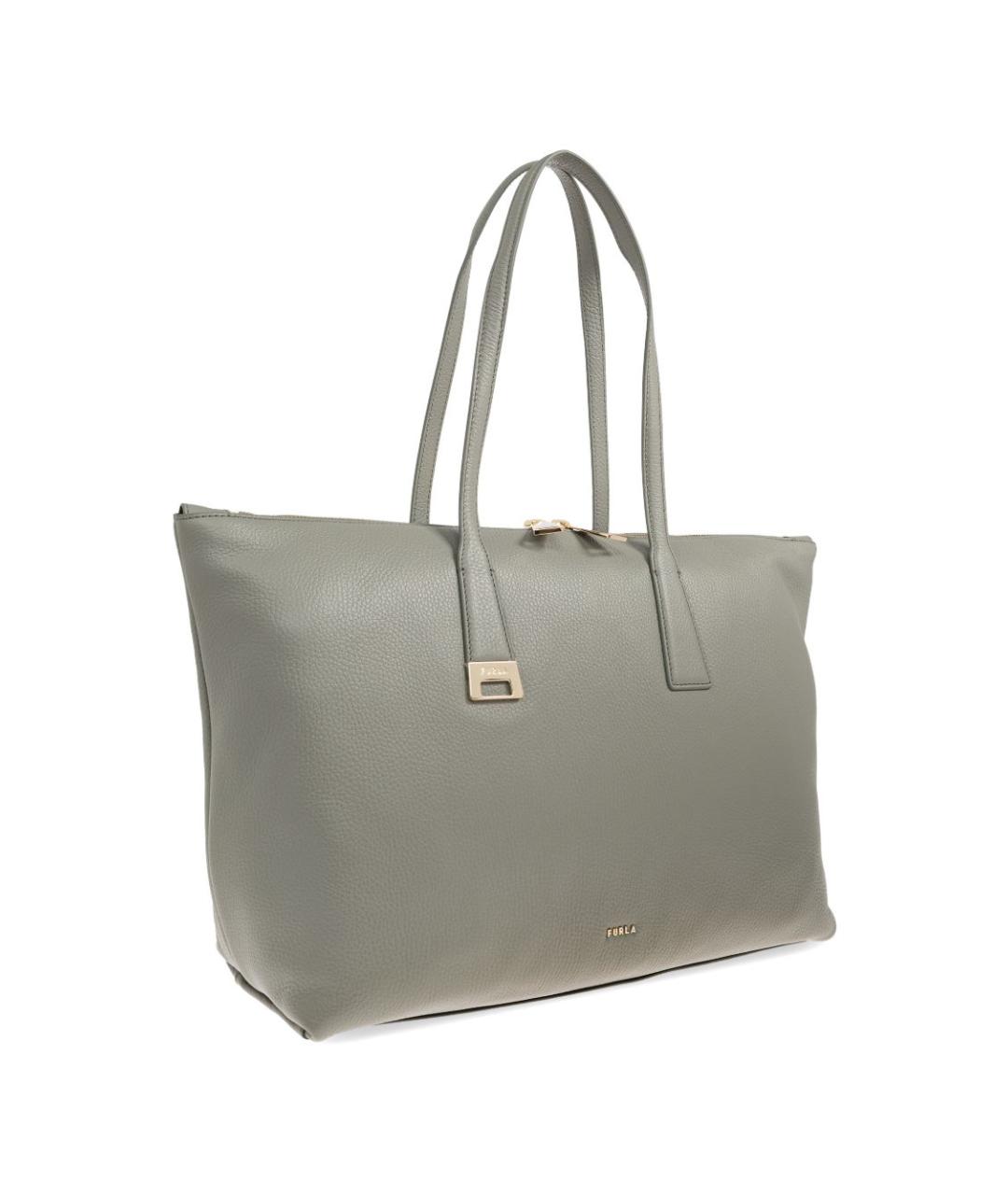 FURLA Серая кожаная сумка тоут, фото 6