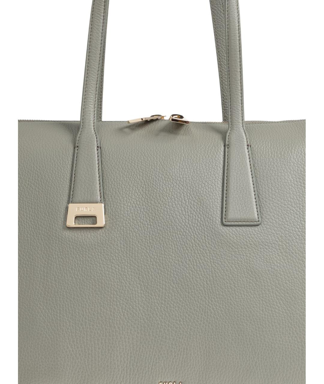 FURLA Серая кожаная сумка тоут, фото 5