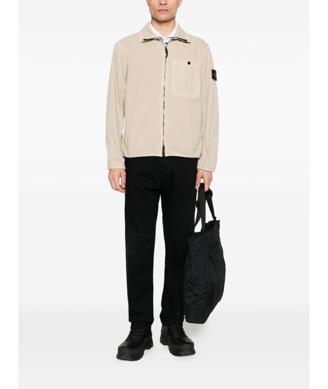STONE ISLAND Бежевая хлопковая куртка, фото 4