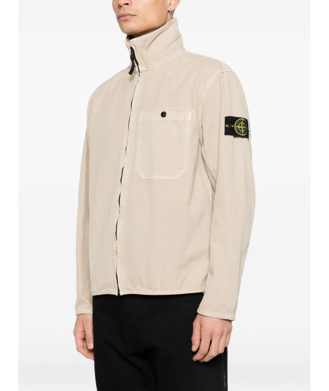STONE ISLAND Бежевая хлопковая куртка, фото 2