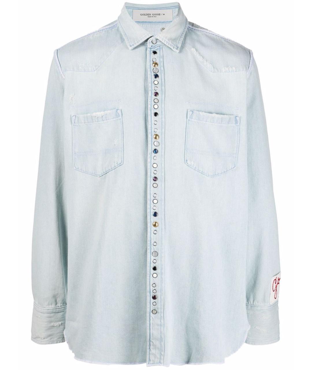 GOLDEN GOOSE DELUXE BRAND Голубая хлопковая классическая рубашка, фото 1
