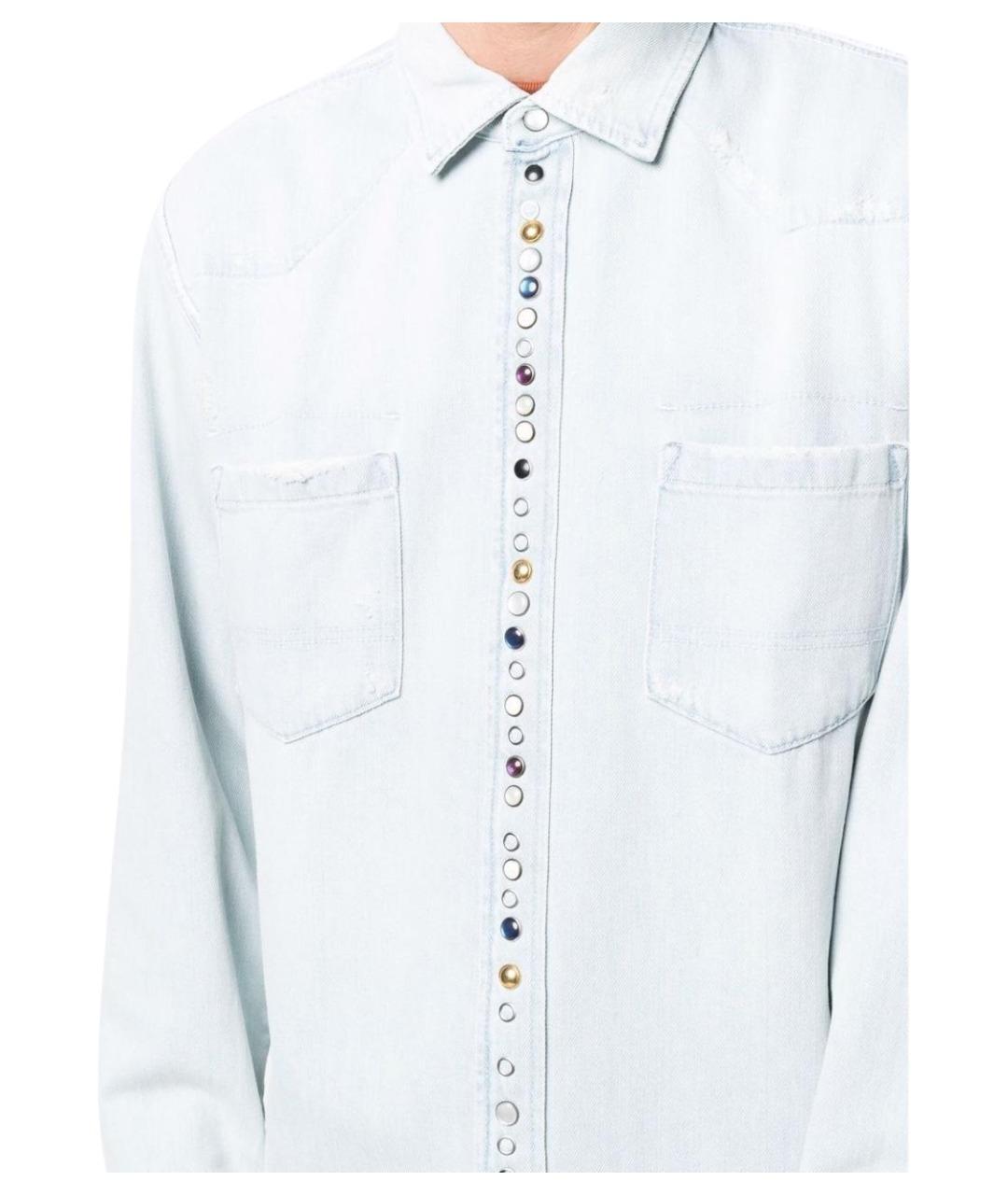 GOLDEN GOOSE DELUXE BRAND Голубая хлопковая классическая рубашка, фото 3