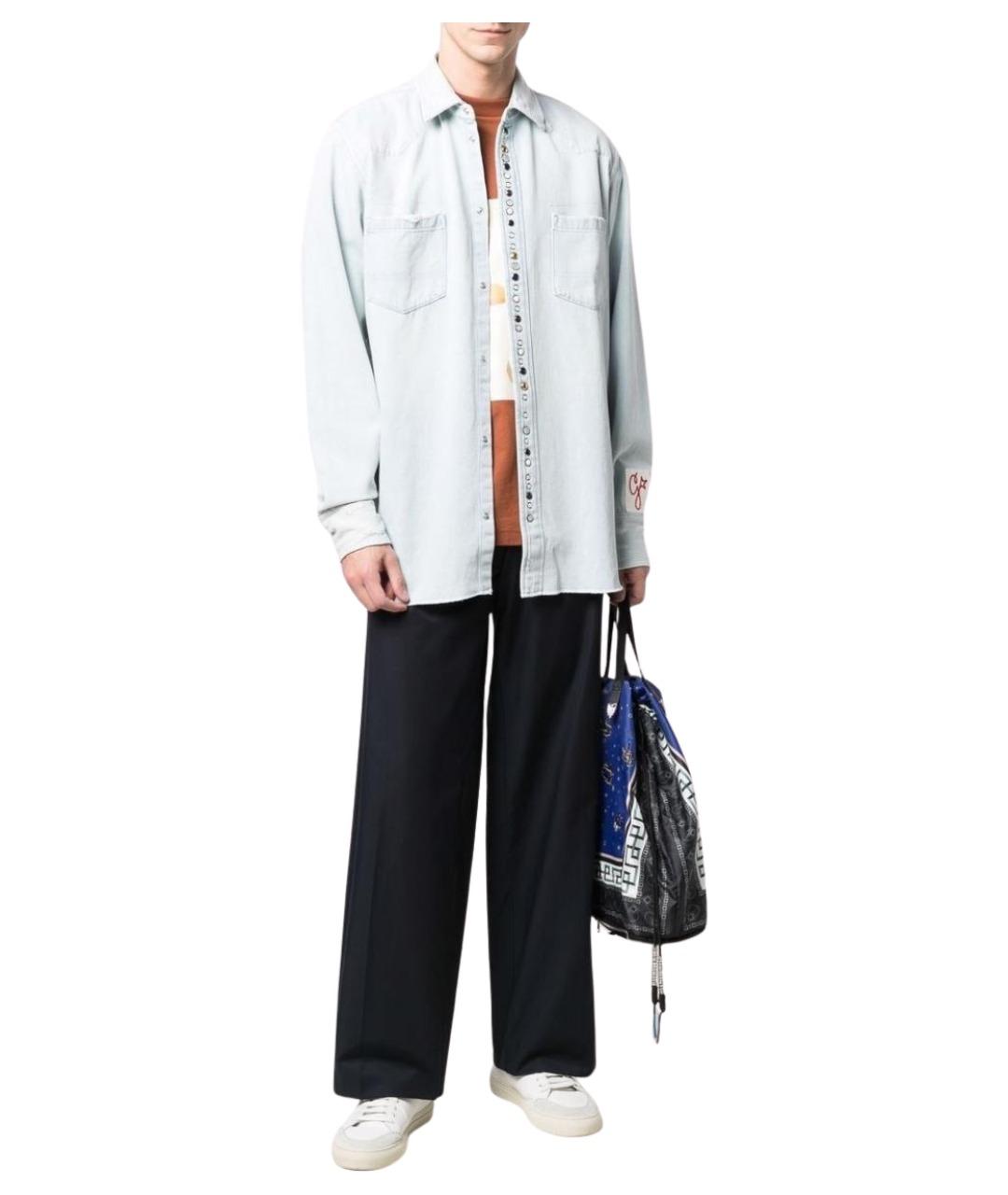 GOLDEN GOOSE DELUXE BRAND Голубая хлопковая классическая рубашка, фото 5