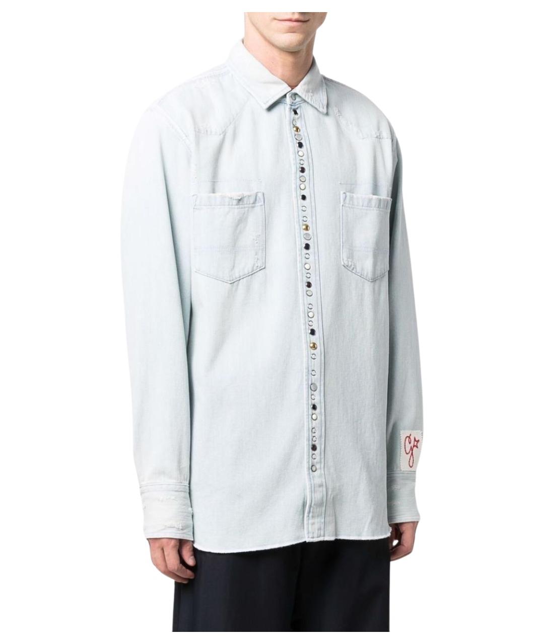 GOLDEN GOOSE DELUXE BRAND Голубая хлопковая классическая рубашка, фото 2