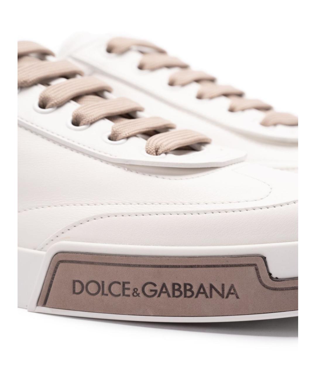 DOLCE&GABBANA Белые кожаные низкие кроссовки / кеды, фото 5