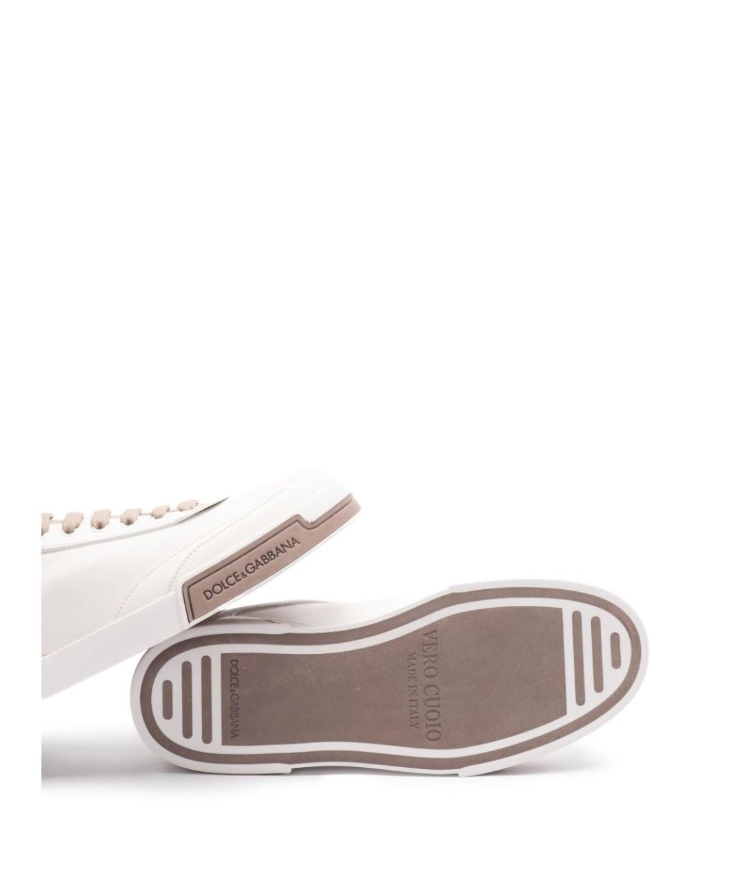 DOLCE&GABBANA Белые кожаные низкие кроссовки / кеды, фото 6