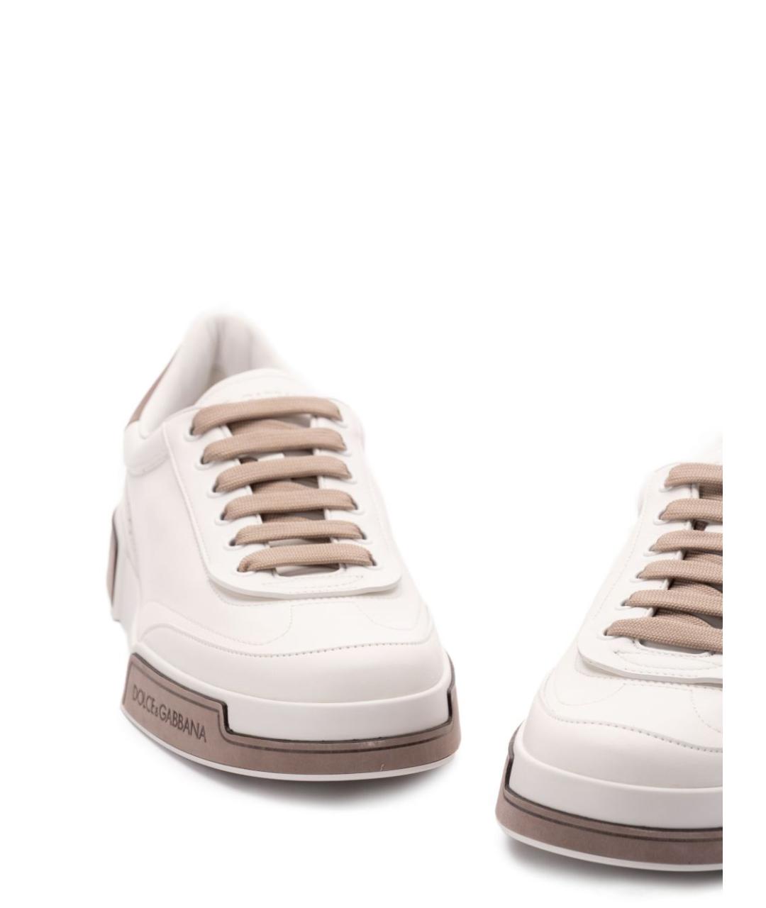 DOLCE&GABBANA Белые кожаные низкие кроссовки / кеды, фото 2