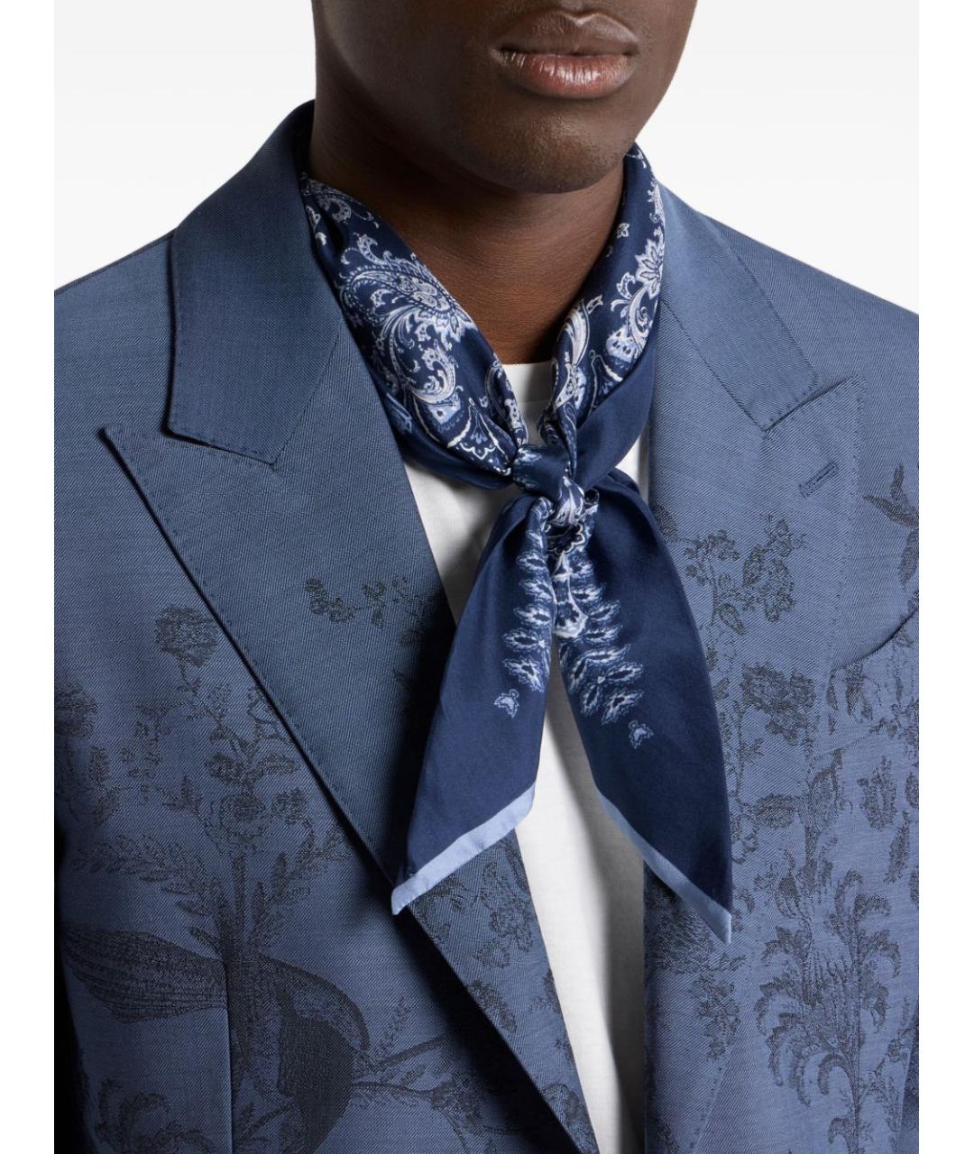 ETRO Синий шелковый платок, фото 2