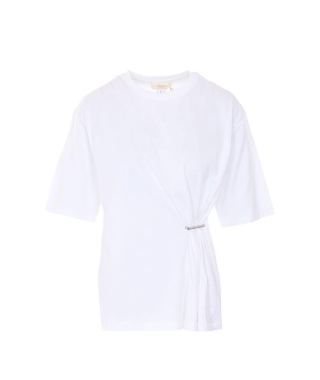 TWIN-SET Белая хлопковая футболка, фото 1