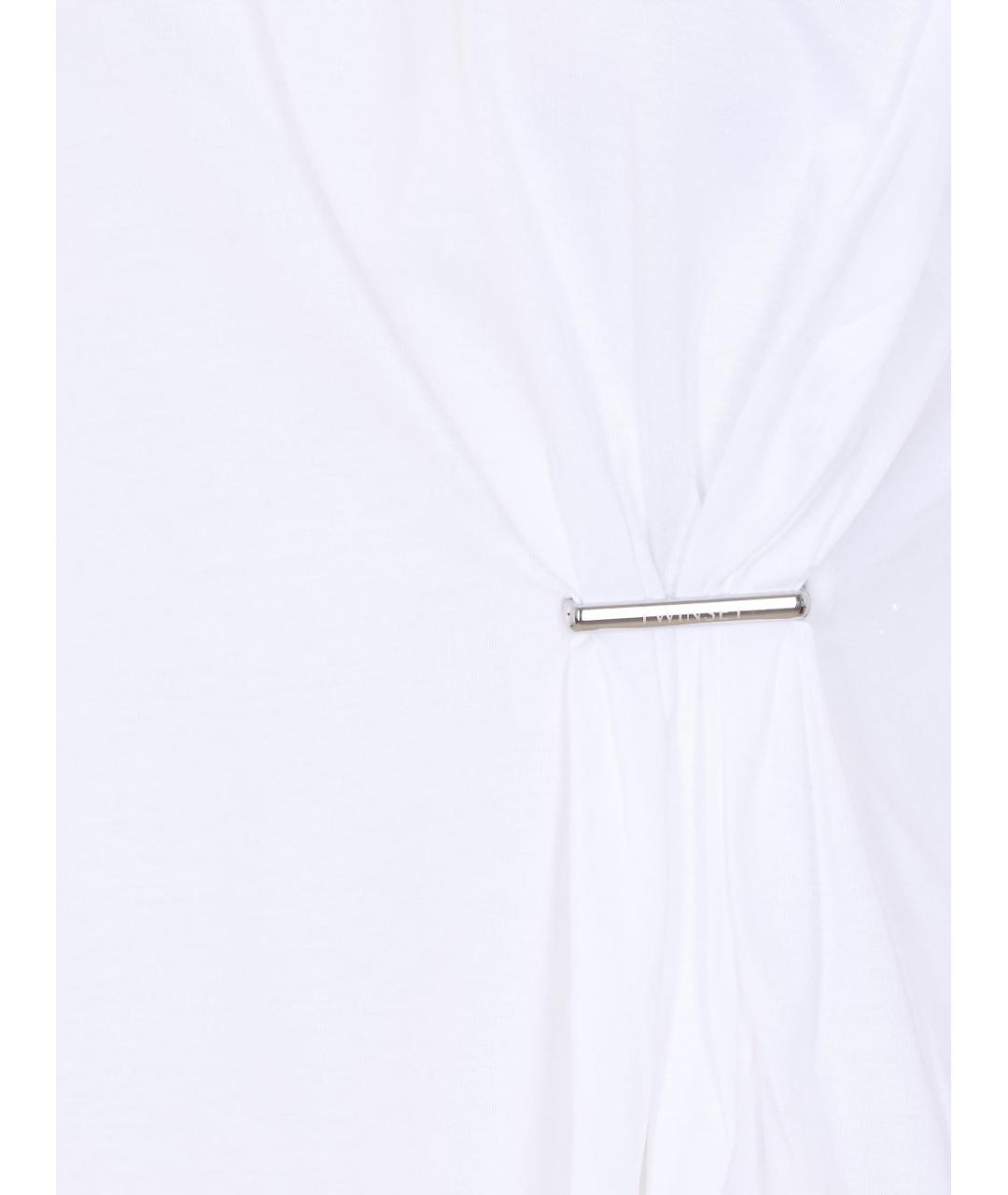 TWIN-SET Белая хлопковая футболка, фото 2