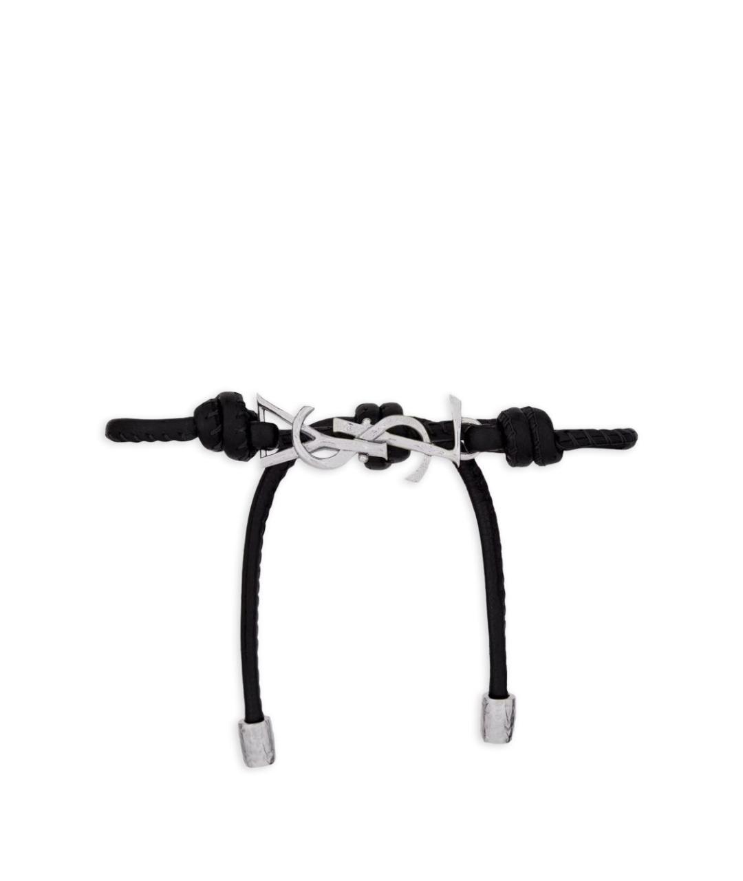 SAINT LAURENT Черный кожаный браслет, фото 1