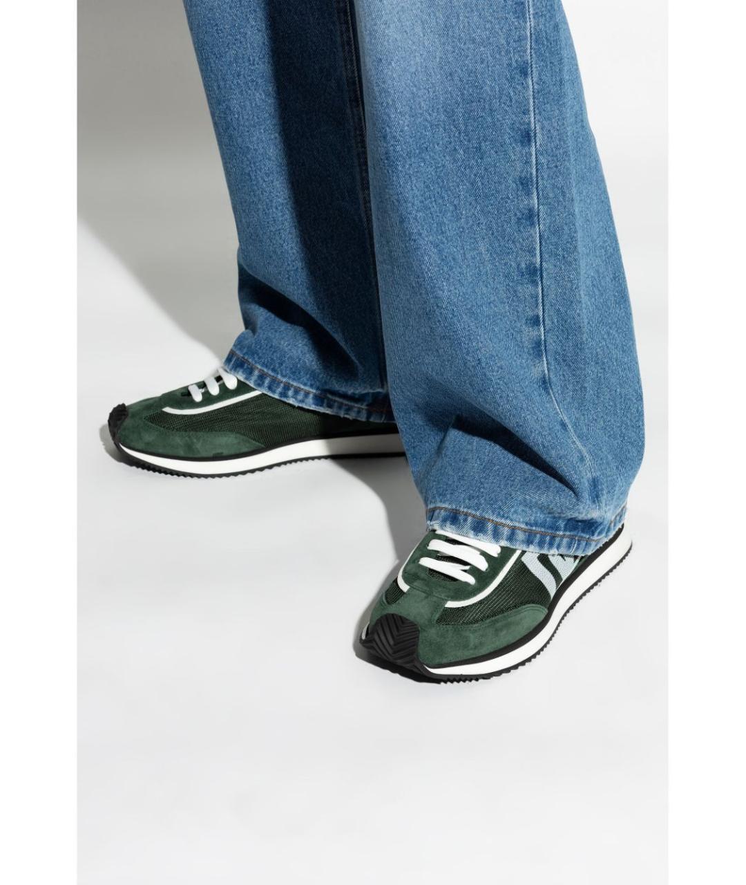 DOLCE&GABBANA Зеленые кожаные низкие кроссовки / кеды, фото 6