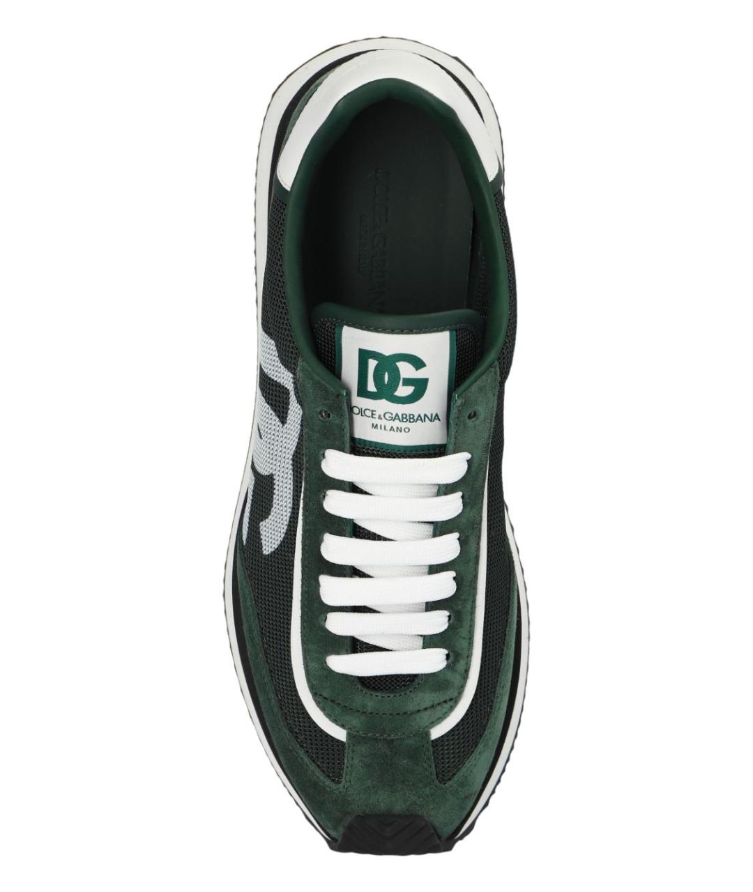 DOLCE&GABBANA Зеленые кожаные низкие кроссовки / кеды, фото 3