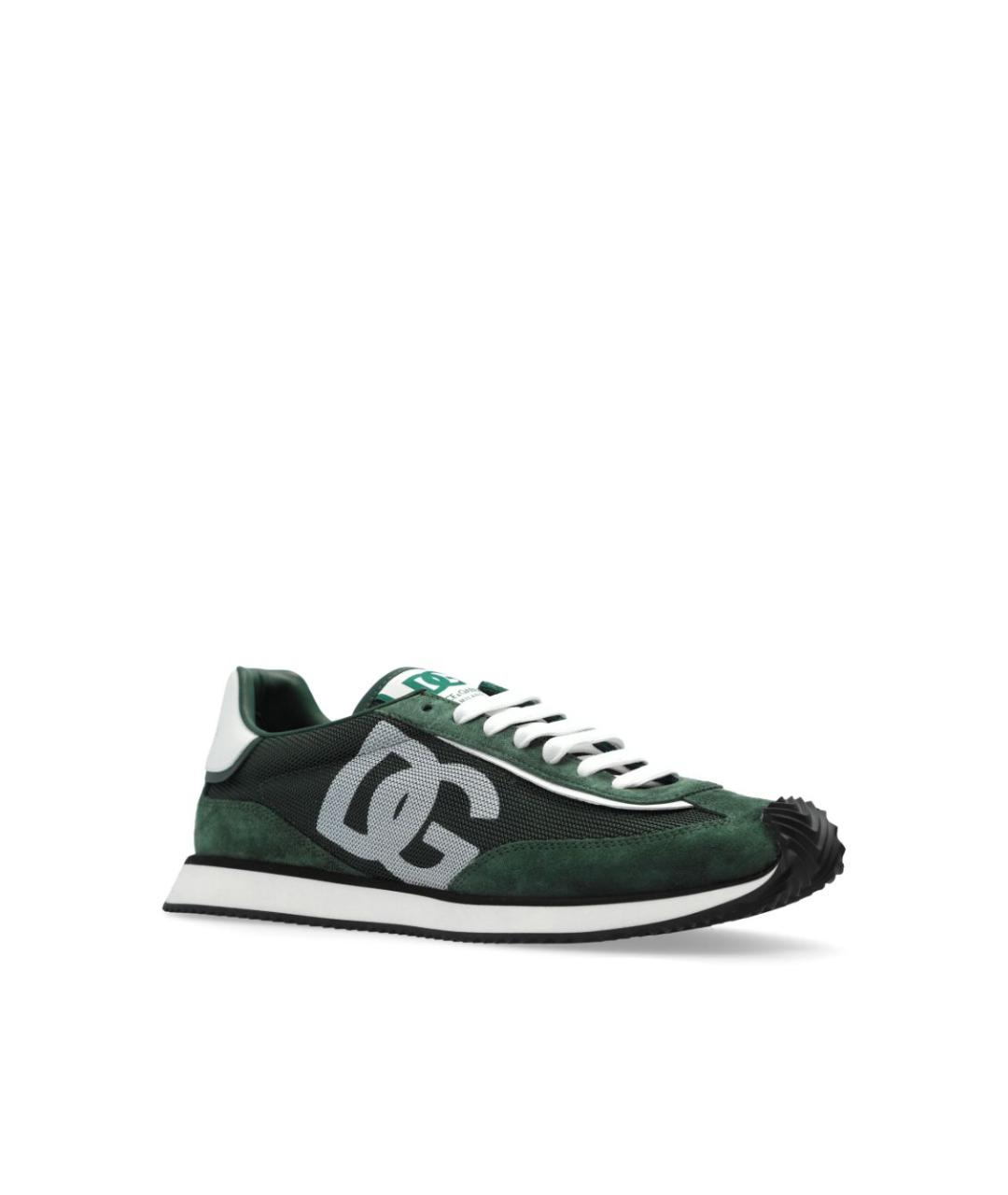 DOLCE&GABBANA Зеленые кожаные низкие кроссовки / кеды, фото 5