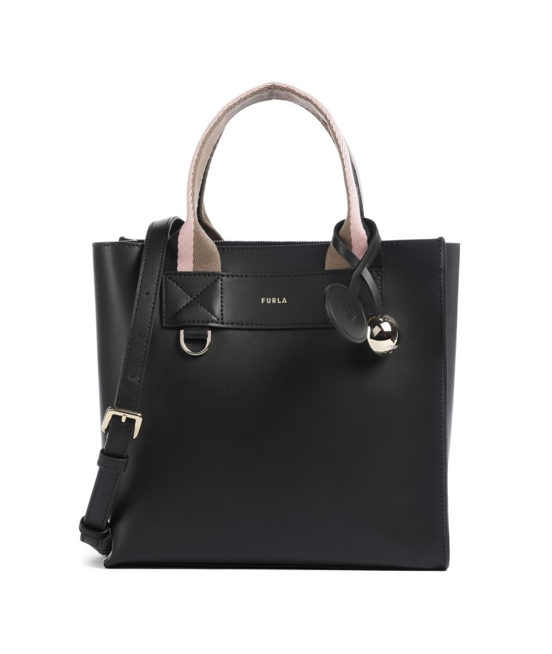 FURLA Черная кожаная сумка тоут, фото 1