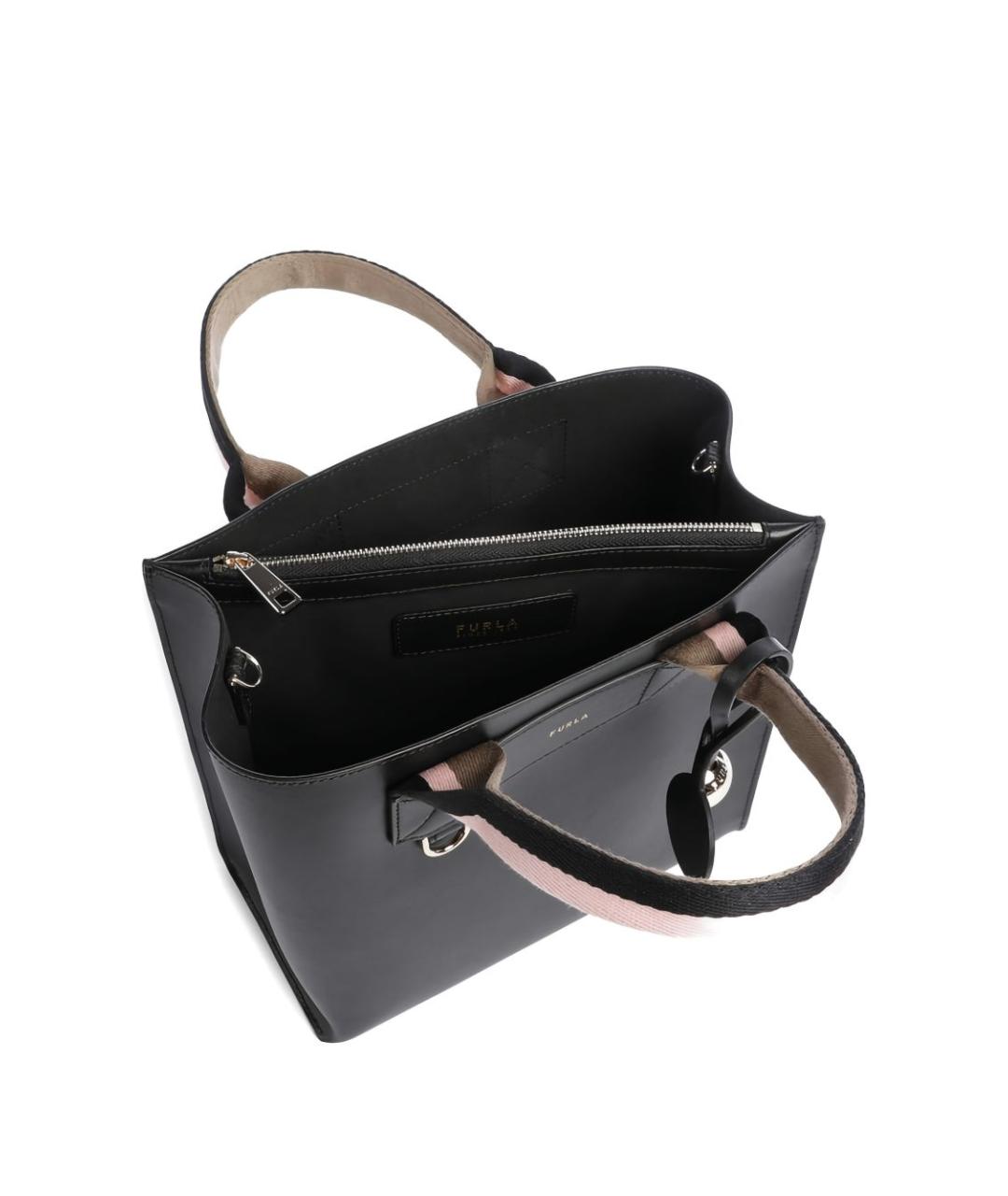 FURLA Черная кожаная сумка тоут, фото 2