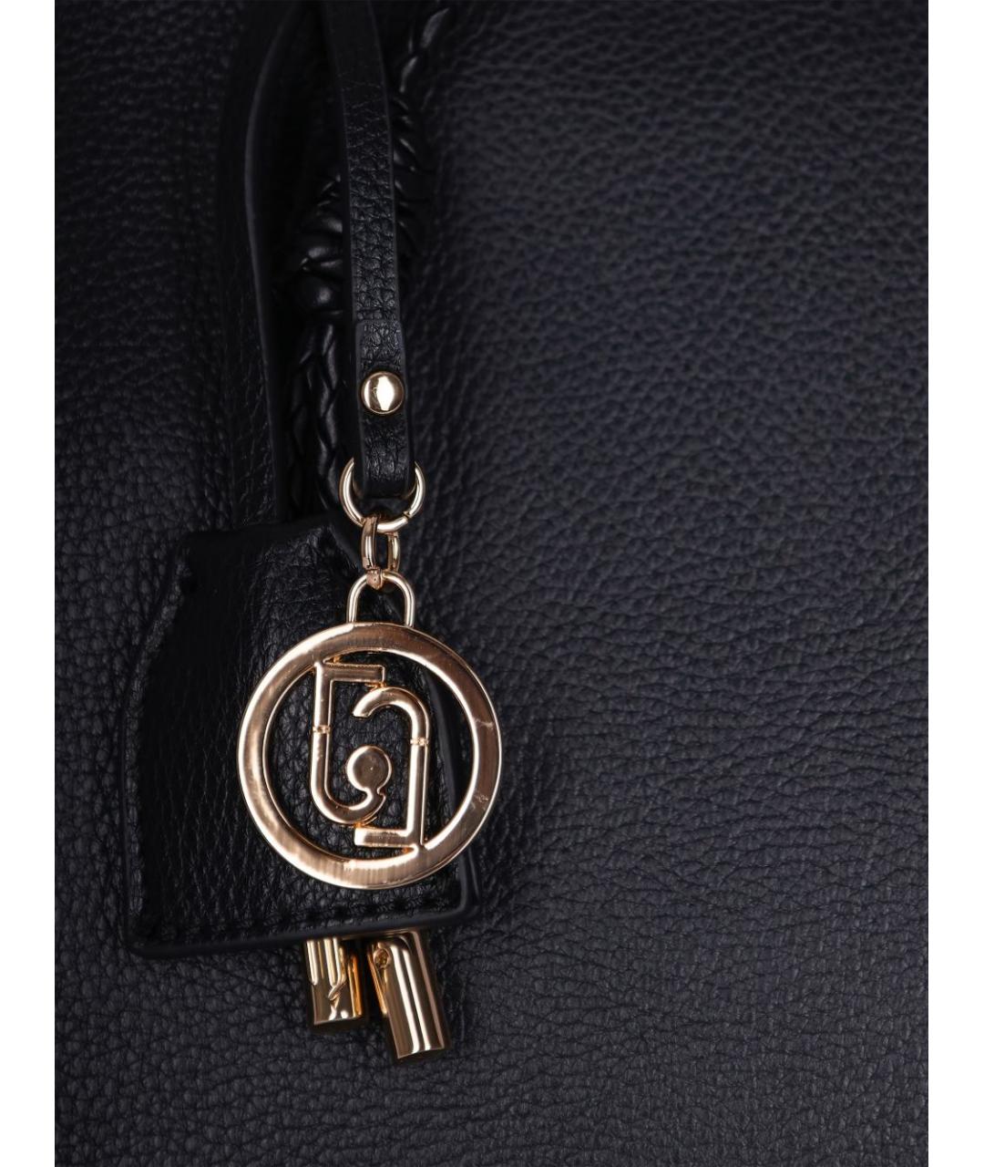 LIU JO Черная кожаная сумка тоут, фото 3