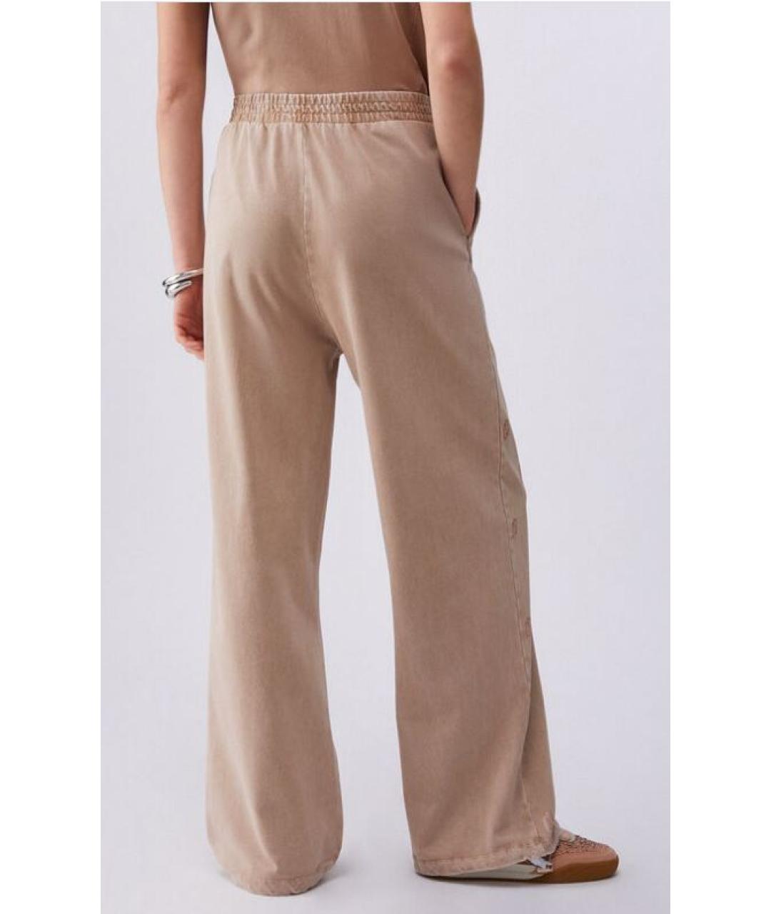LIU JO Бежевые хлопковые прямые брюки, фото 2