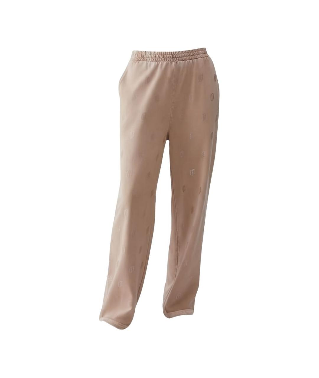 LIU JO Бежевые хлопковые прямые брюки, фото 4