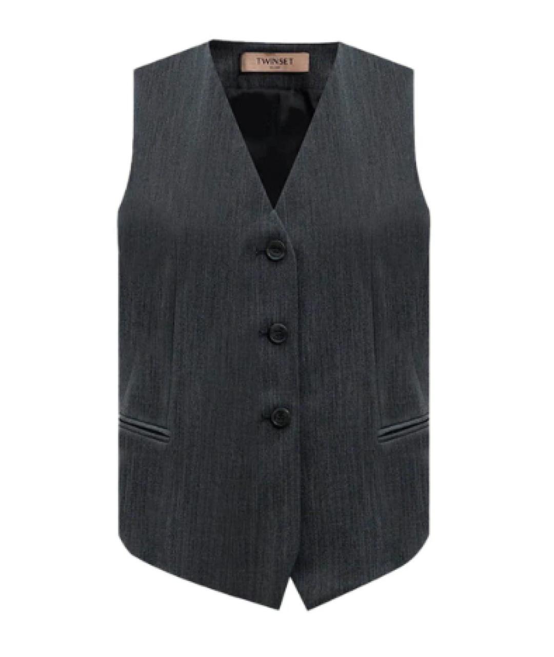 TWIN-SET Серый полиэстеровый жилет, фото 1