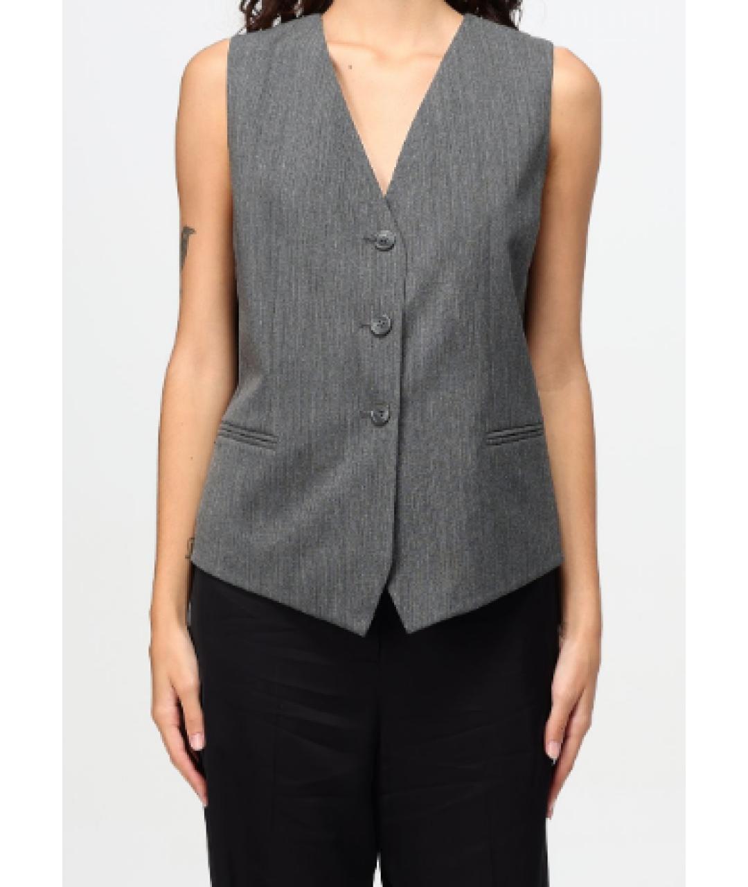 TWIN-SET Серый полиэстеровый жилет, фото 3
