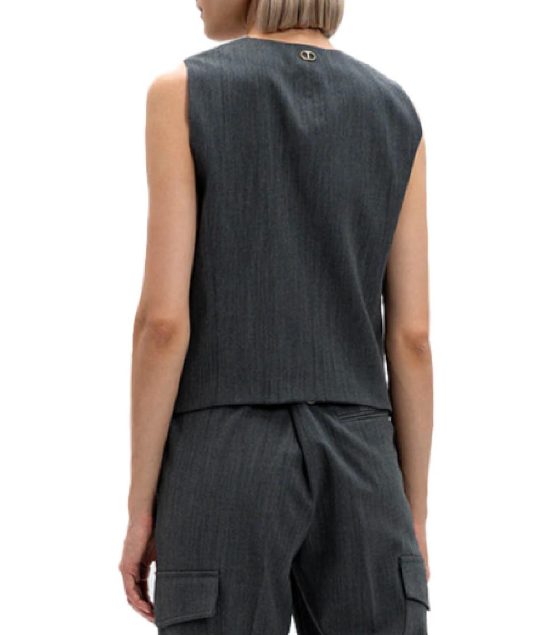 TWIN-SET Серый полиэстеровый жилет, фото 5