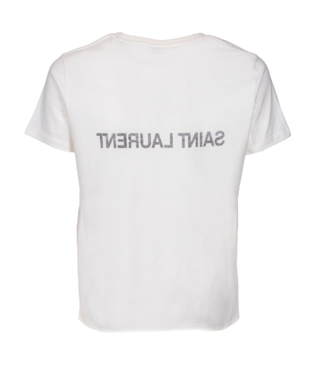 SAINT LAURENT Белая хлопковая футболка, фото 2