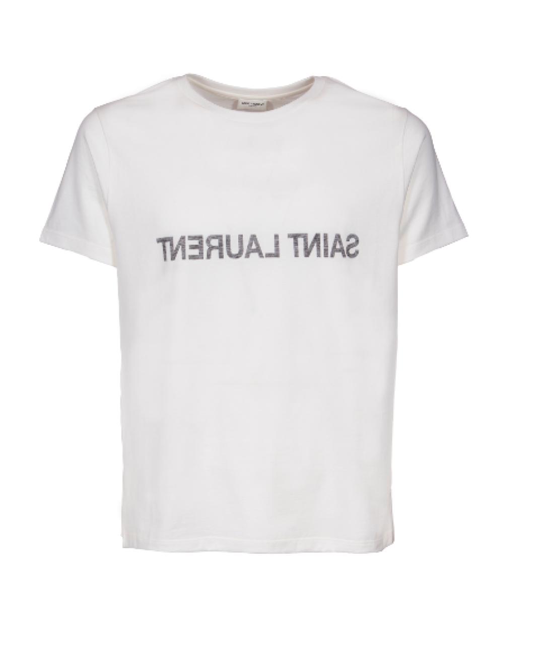 SAINT LAURENT Белая хлопковая футболка, фото 1