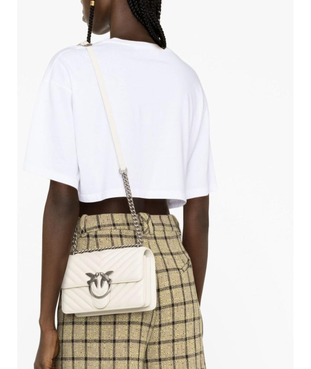 PINKO Белая кожаная сумка через плечо, фото 4