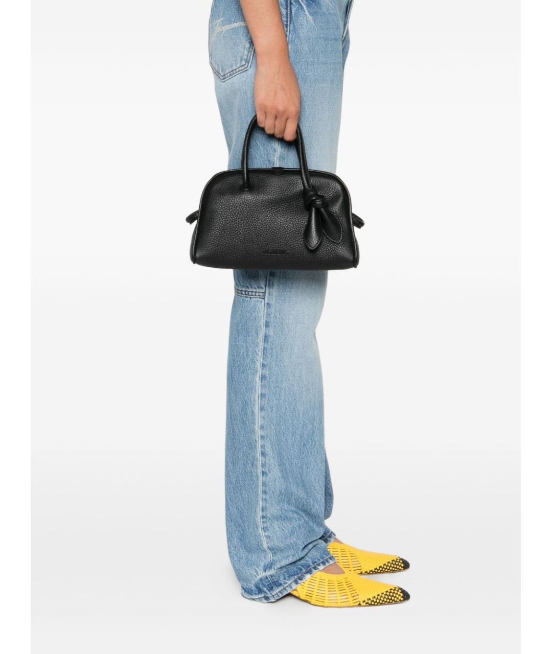 JACQUEMUS Черная кожаная сумка тоут, фото 3