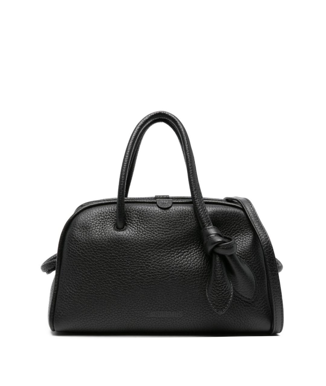 JACQUEMUS Черная кожаная сумка тоут, фото 1