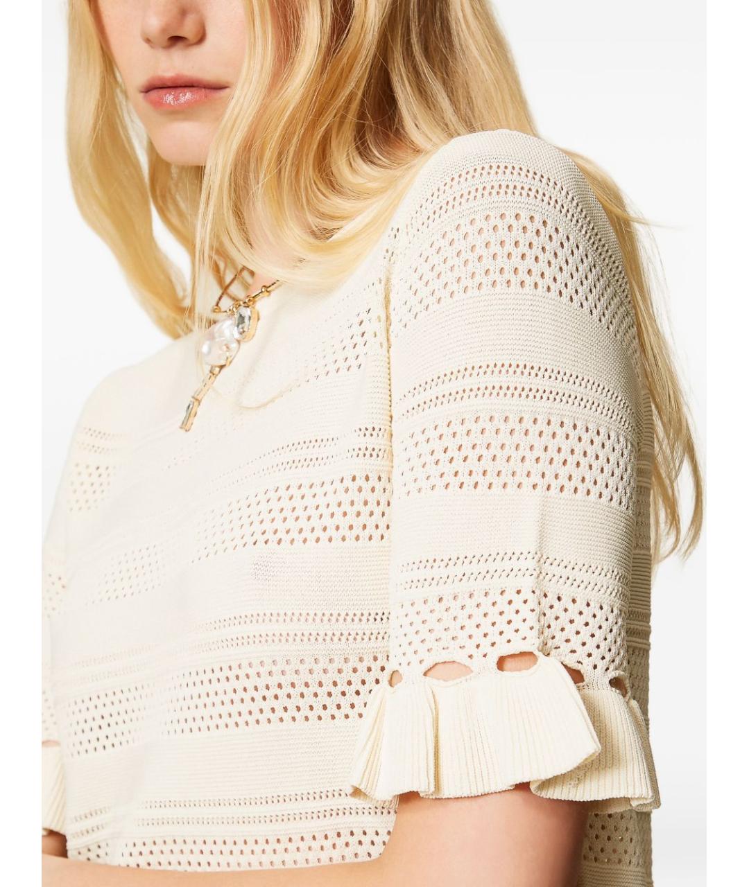 TWIN-SET Бежевый хлопковый джемпер / свитер, фото 2