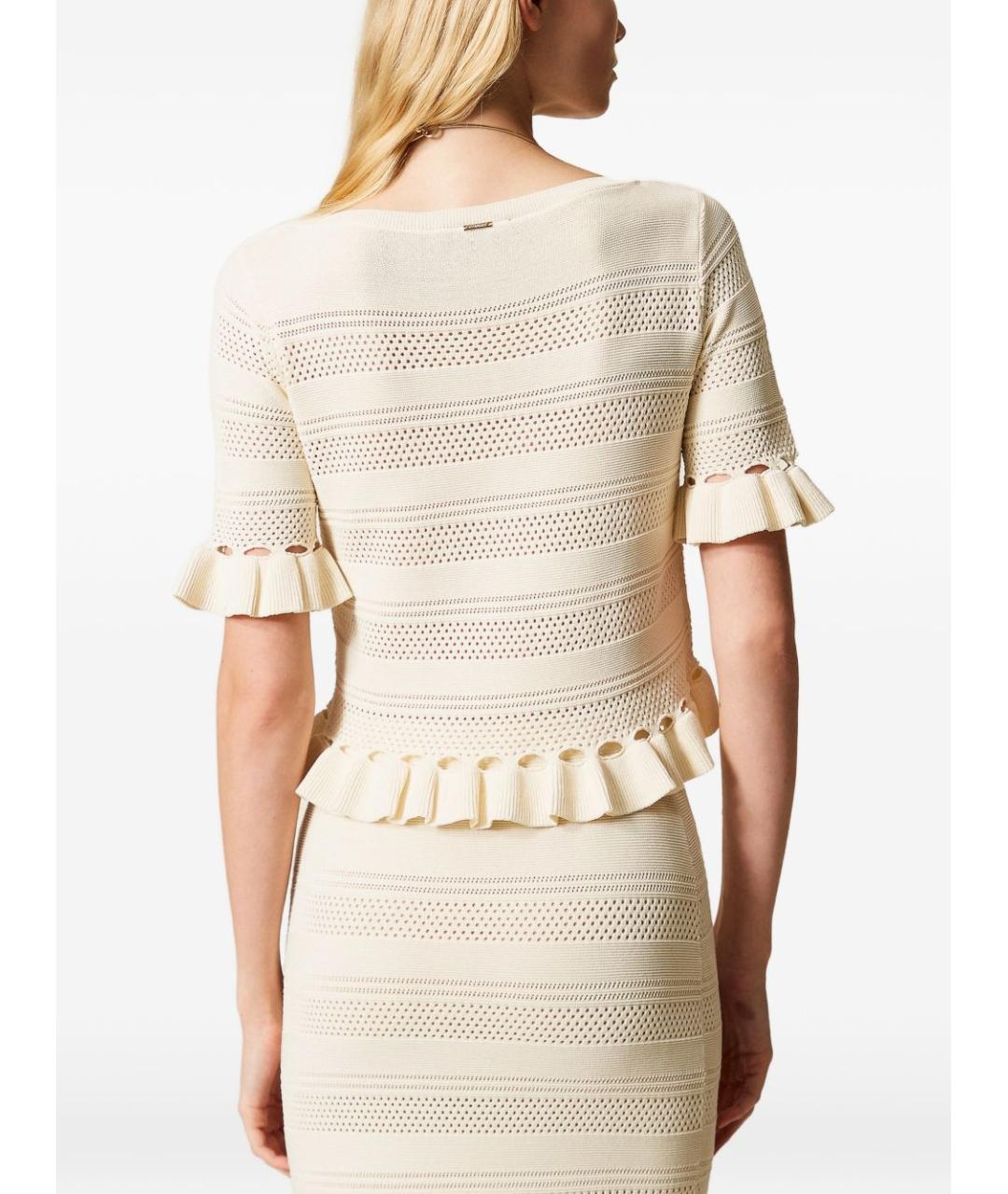 TWIN-SET Бежевый хлопковый джемпер / свитер, фото 3