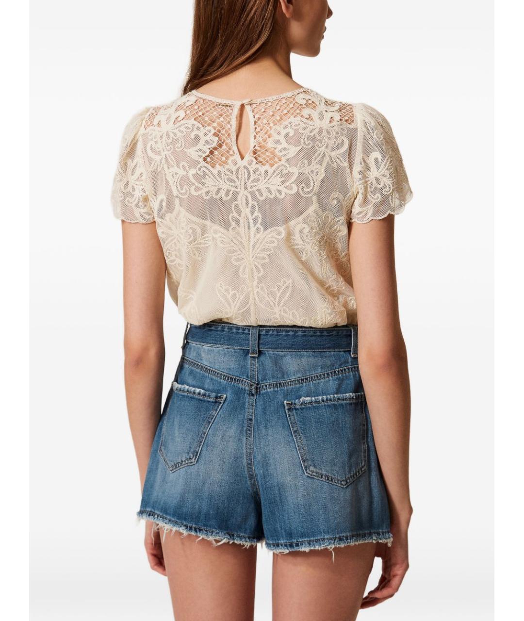 TWIN-SET Синие хлопковые шорты, фото 2