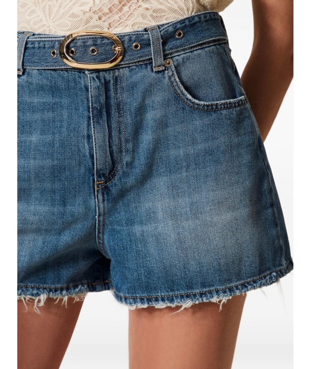 TWIN-SET Синие хлопковые шорты, фото 5