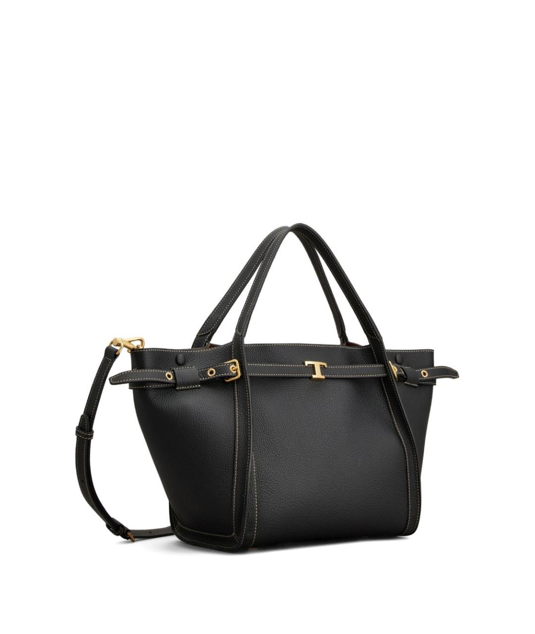 TOD'S Черная кожаная сумка тоут, фото 2