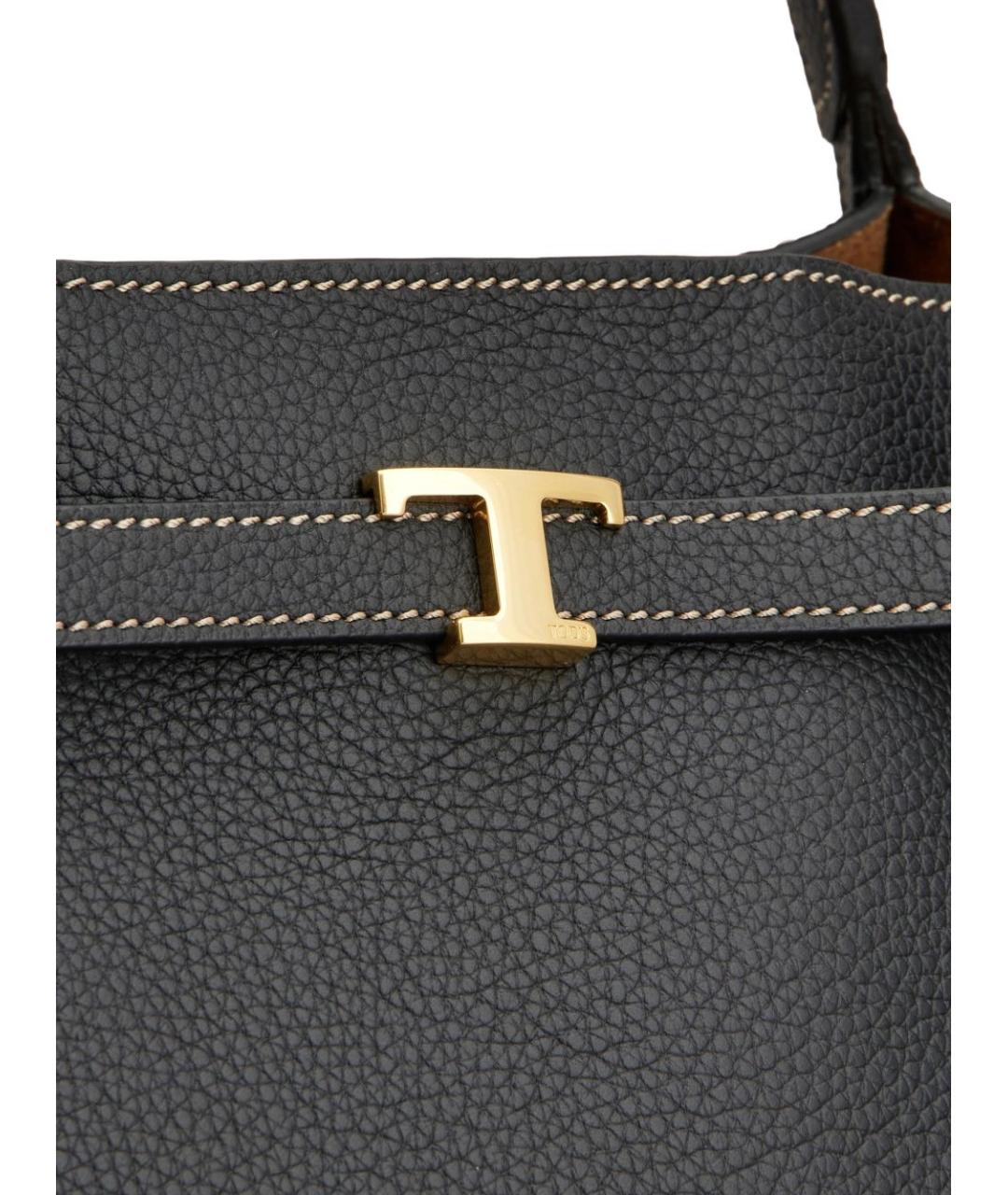 TOD'S Черная кожаная сумка тоут, фото 4