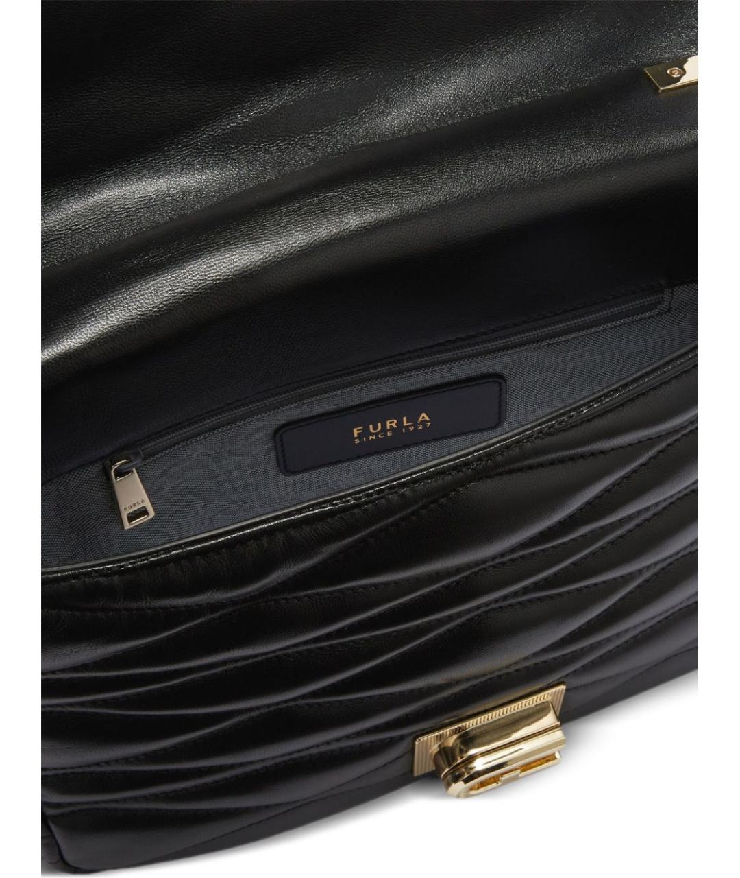 FURLA Черная кожаная сумка через плечо, фото 5