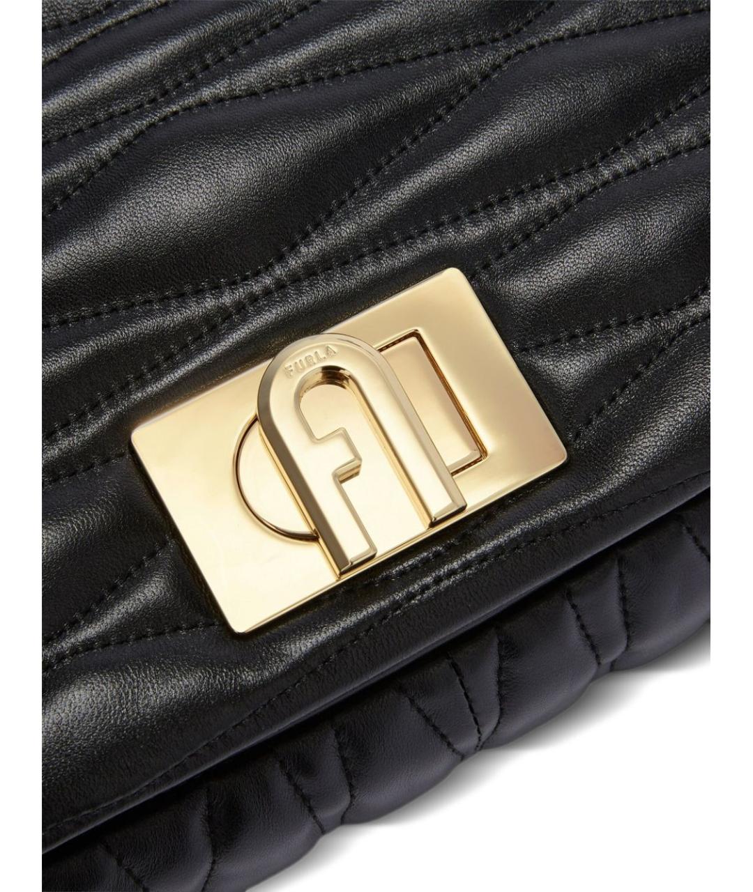 FURLA Черная кожаная сумка через плечо, фото 4