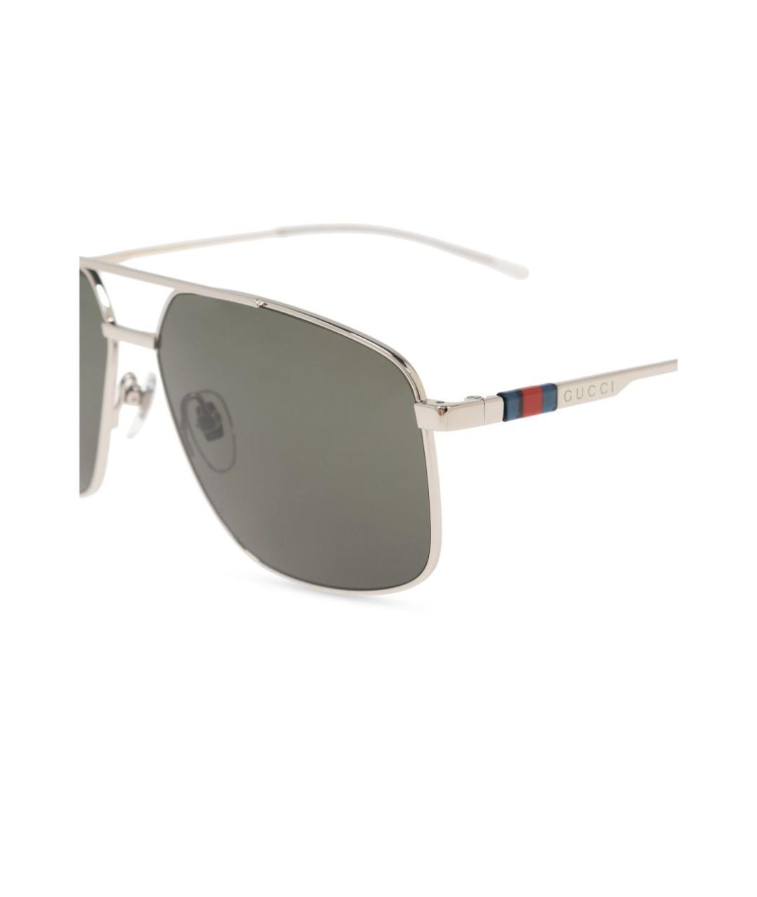 GUCCI Серебряные металлические солнцезащитные очки, фото 4
