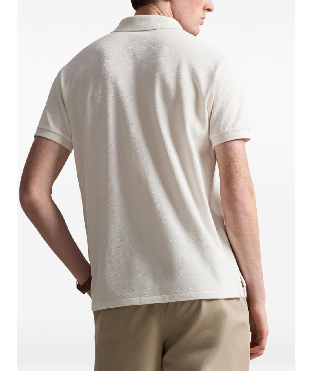 RALPH LAUREN Бежевое хлопковое поло с коротким рукавом, фото 2