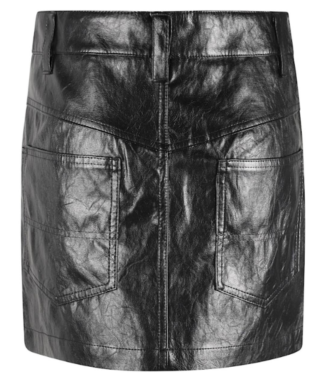 ISABEL MARANT Черная полиуретановая юбка мини, фото 3